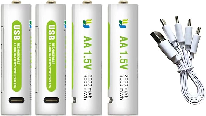 Pilhas recarregáveis USB tipo C