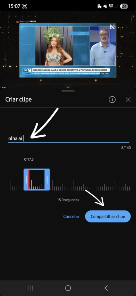 compartilhar-trecho-youtube-473x1024 Como Compartilhar um Trecho de um Vídeo do YouTube no Celular Usando a Função "Clip" (Sem Enviar o Vídeo Inteiro)