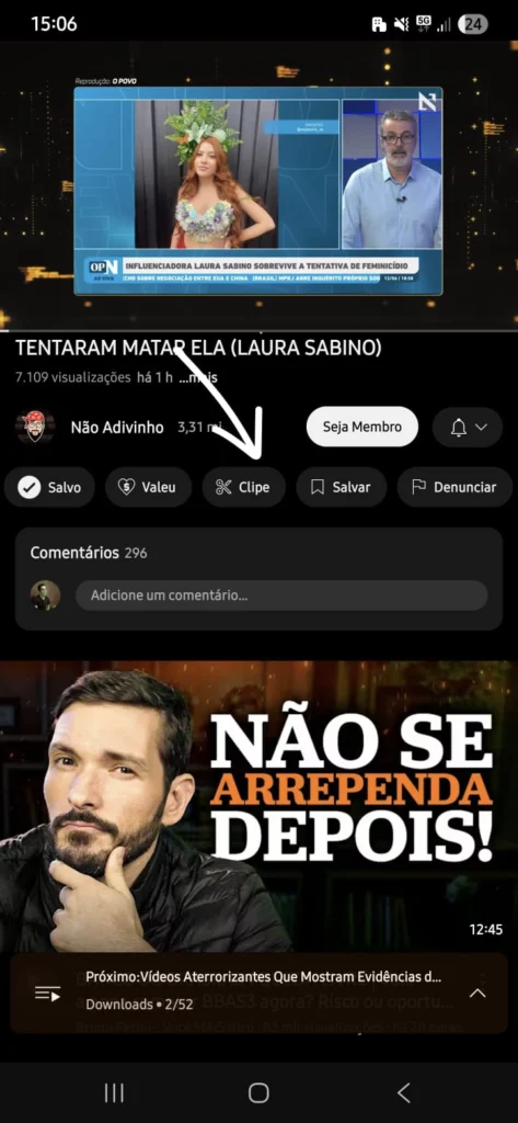 compartilhar-trecho-youtube-clipe-473x1024 Como Compartilhar um Trecho de um Vídeo do YouTube no Celular Usando a Função "Clip" (Sem Enviar o Vídeo Inteiro)