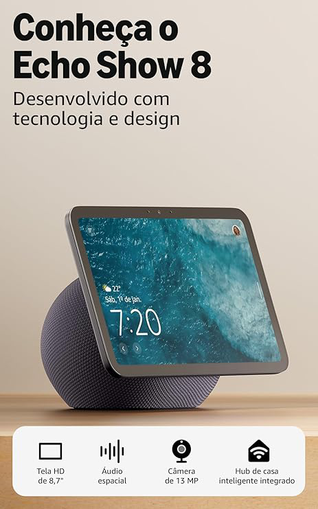 Echo-Show-8 Amazon anuncia nova linha de ‘Alexas’ mais poderosas; conheça os modelos