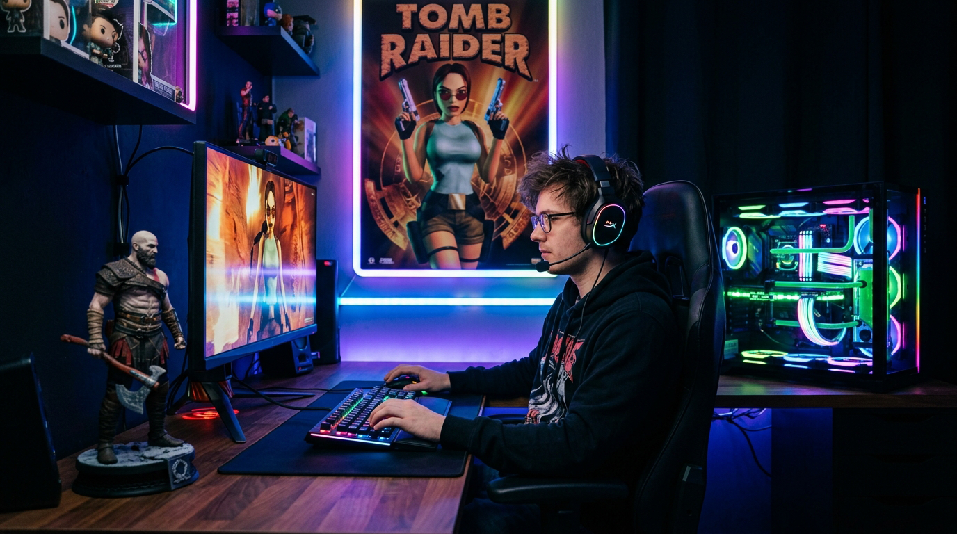 pc gamer montado comparado a um console de videogame em 2026